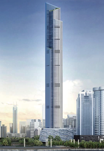 high-rise with hitachi elevators